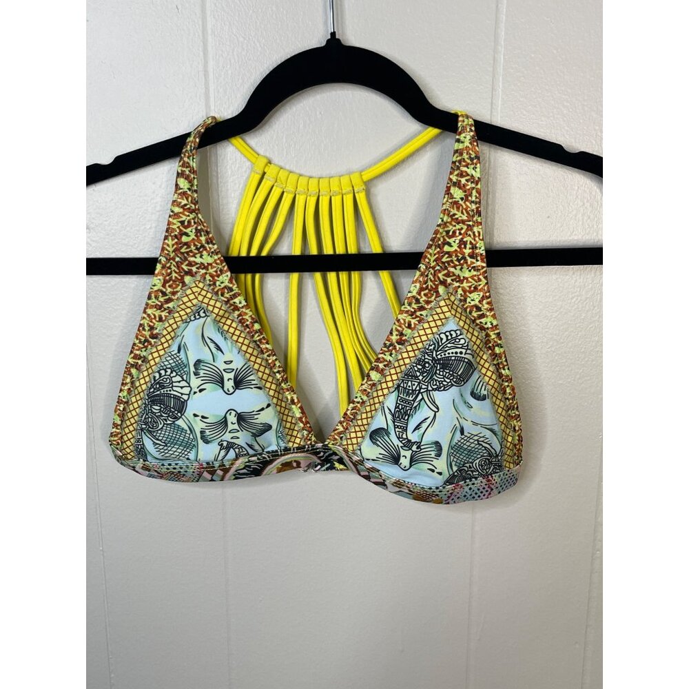 Colorful Halter Bikini Top Womens M 82% Polyamid 18% Elasthan With Unique Back S